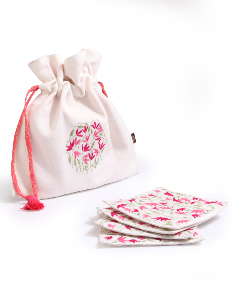 Hand Embroidered Coaster (Set of 6)