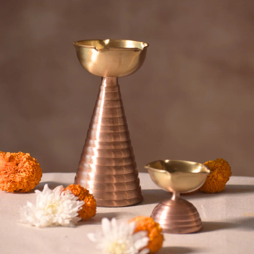 Brass and Copper Diya (Set of 2)