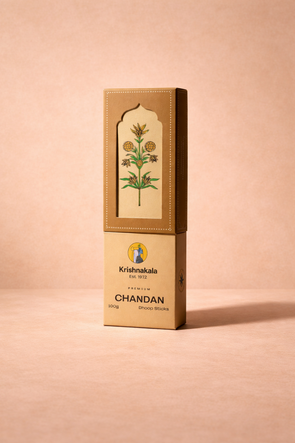  Chandan dhoop sticks on a beige background