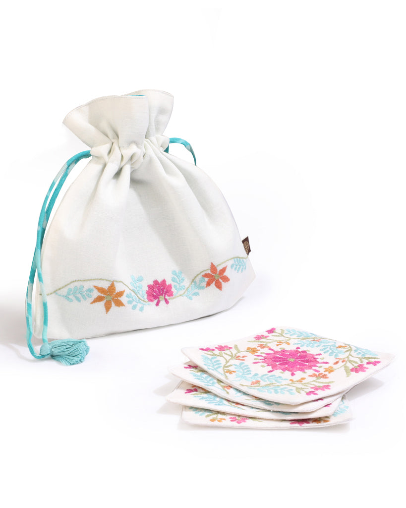 Hand Embroidered Coaster (Set of 6)