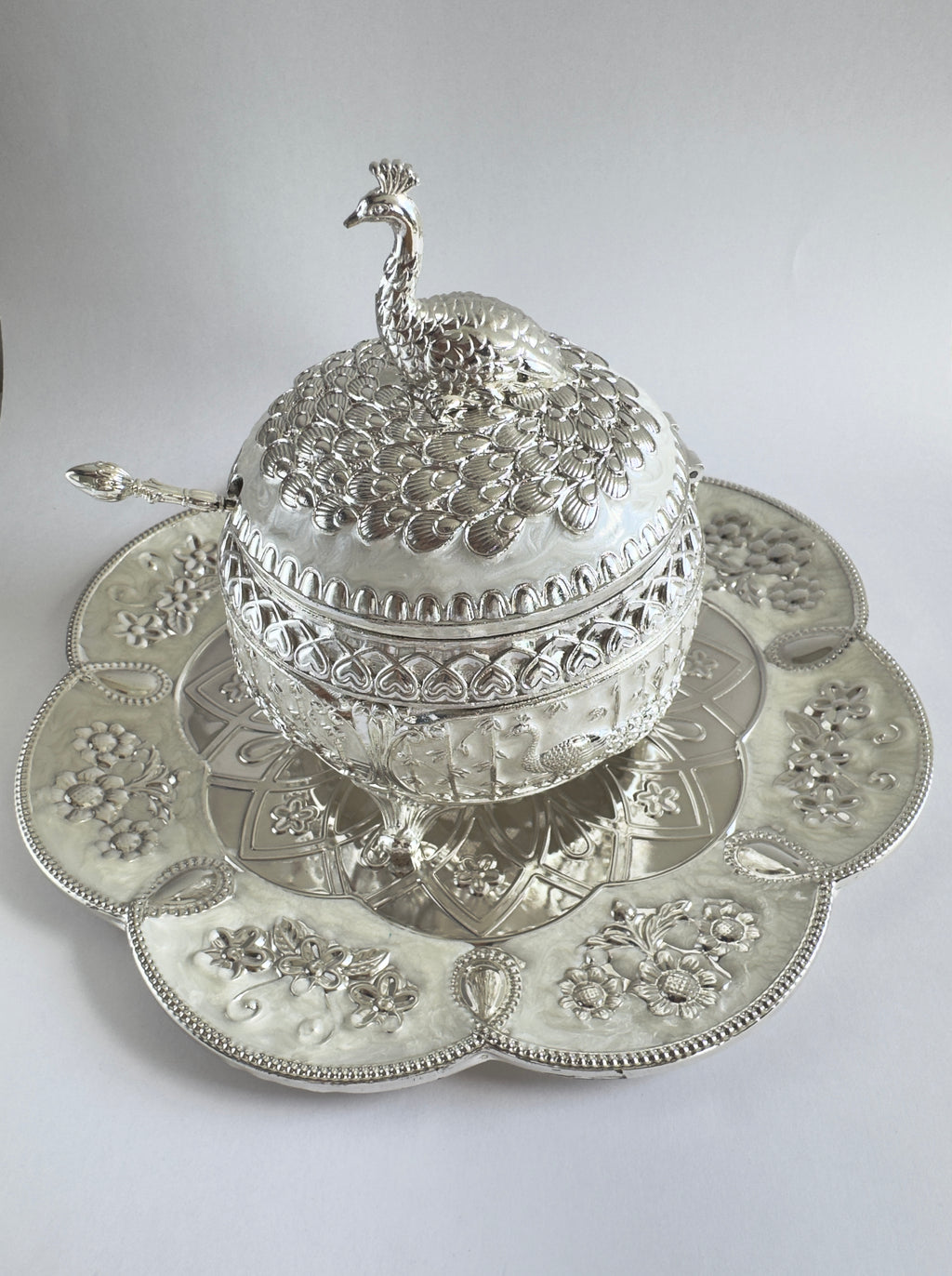 Peacock Mukhwass Pot With Tray