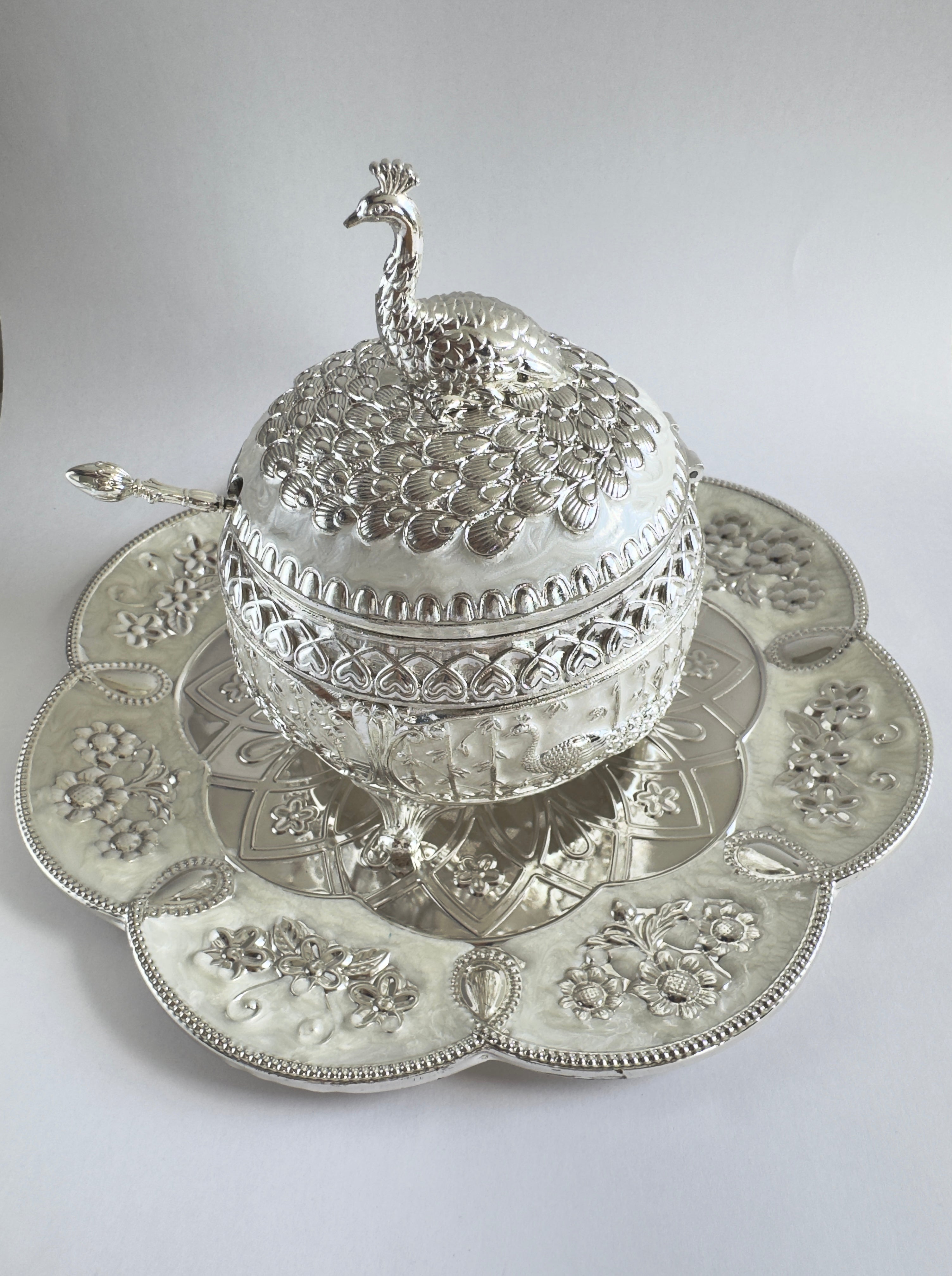 Peacock Mukhwass Pot With Tray