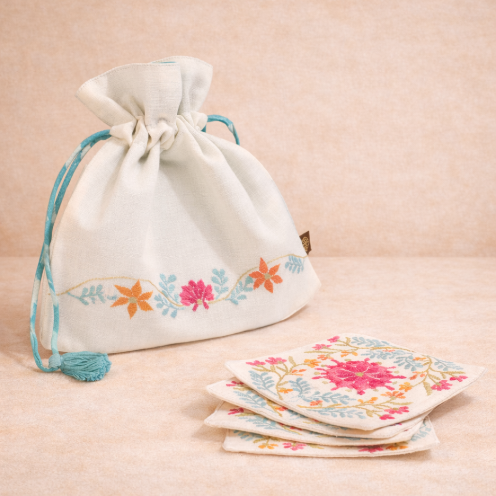 Hand Embroidered Coaster (Set of 6)