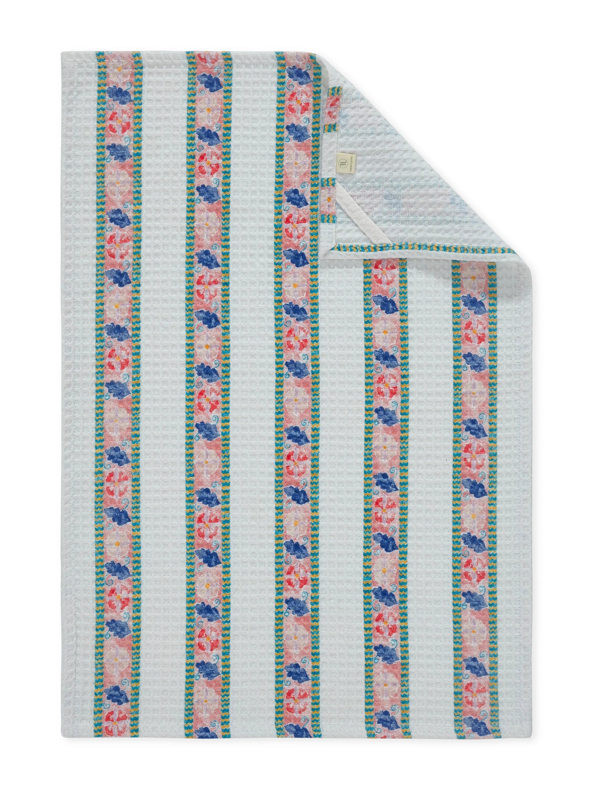 Floral striped fabric on a white background