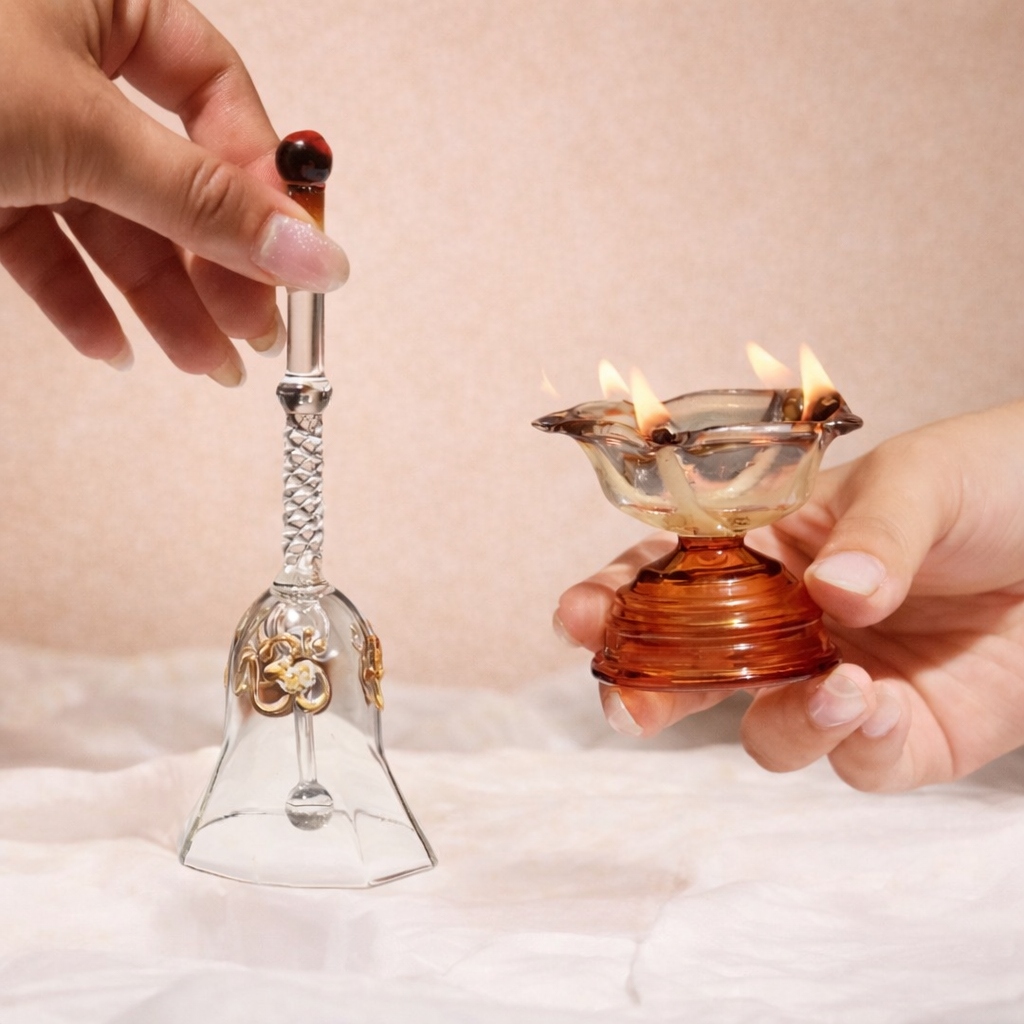 Mini Diya And Bell (Set of 2)