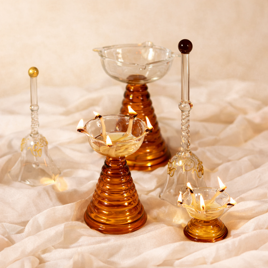 Diya Set And Bell (Set of 3)