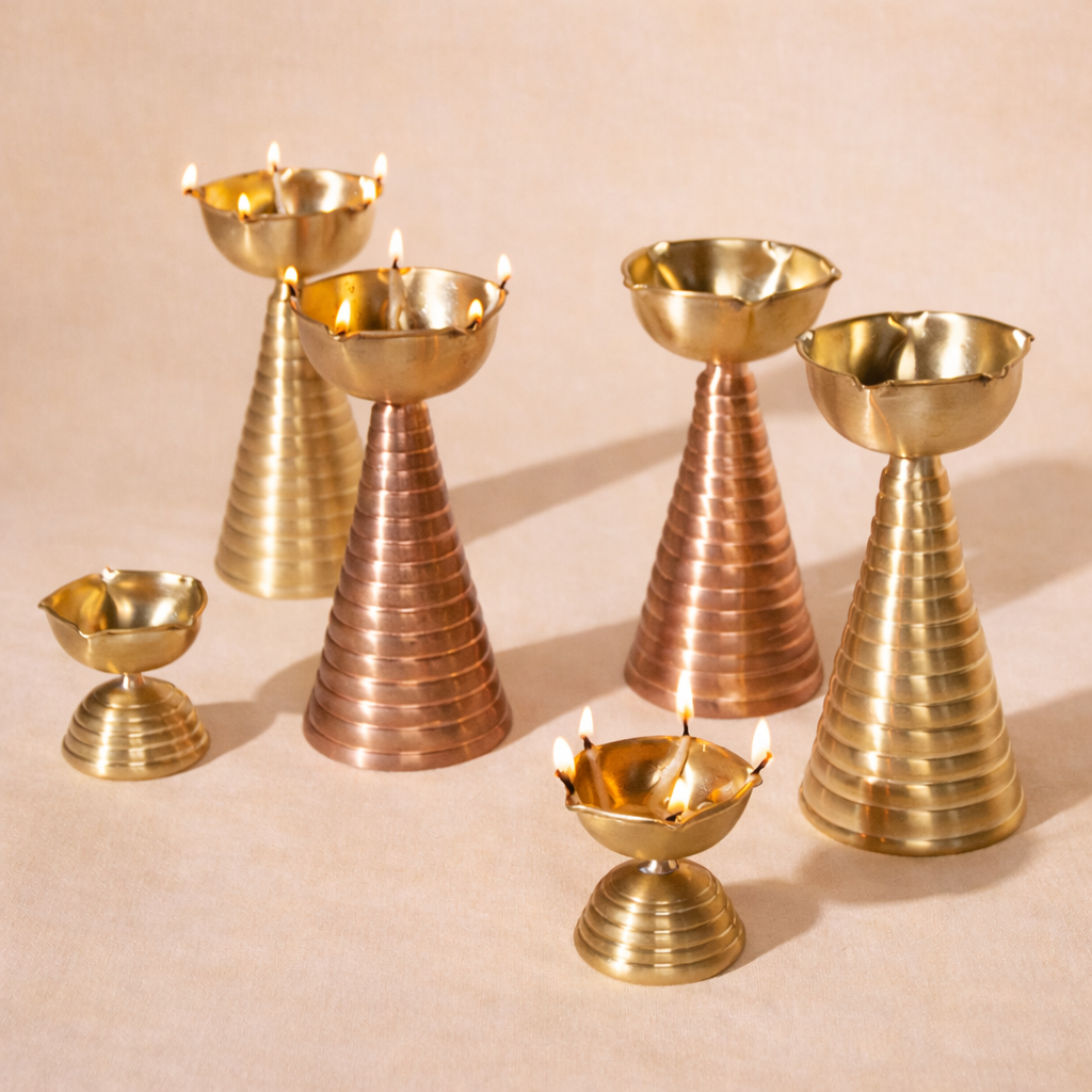 Brass and Copper Diya (Set of 2)