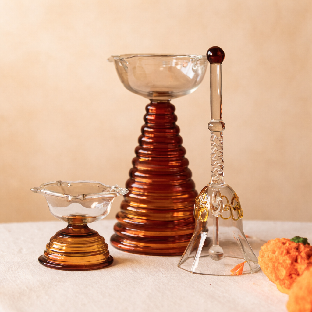 Diya Set And Bell (Set of 3)