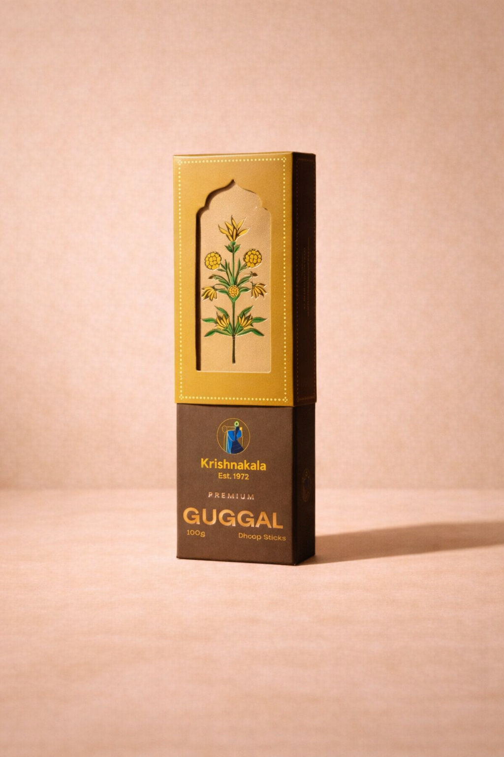 Guggal dhoop sticks  on a beige background