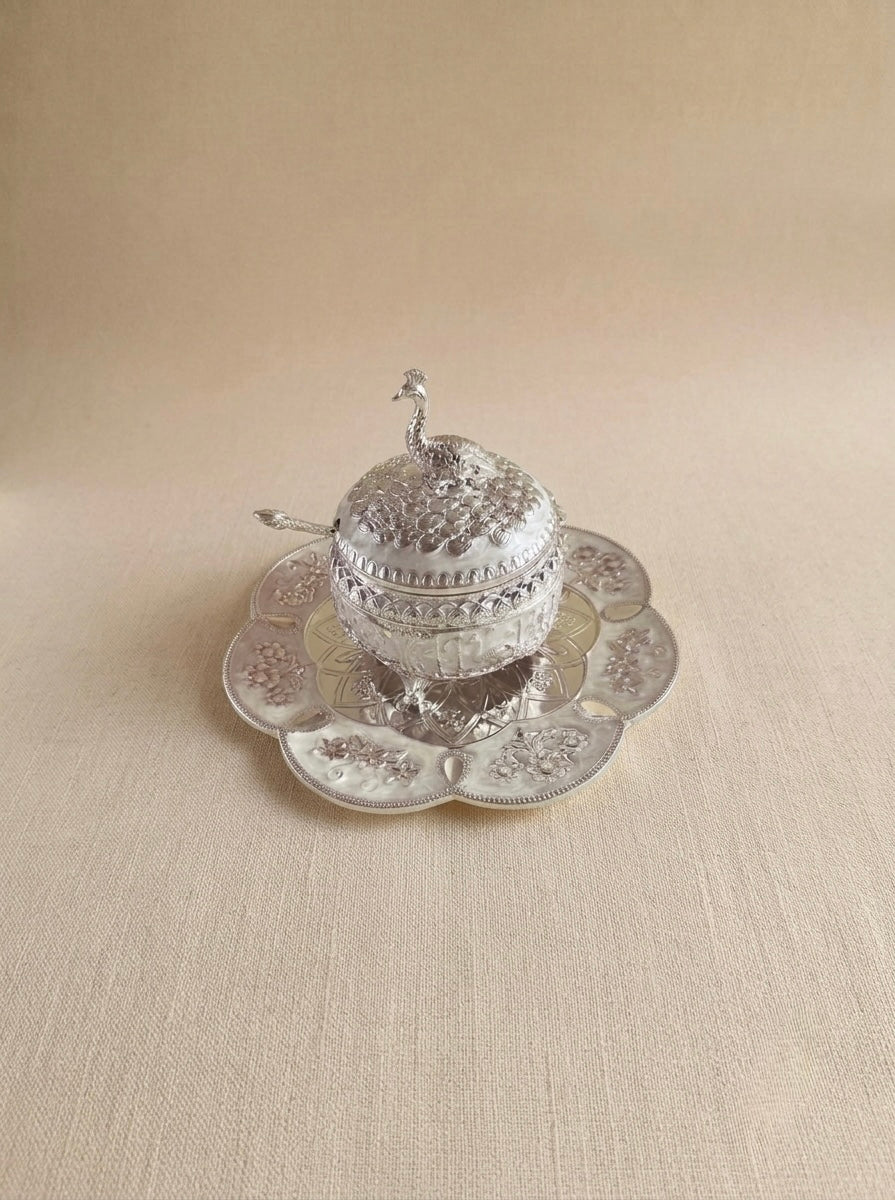 Peacock Mukhwass Pot With Tray