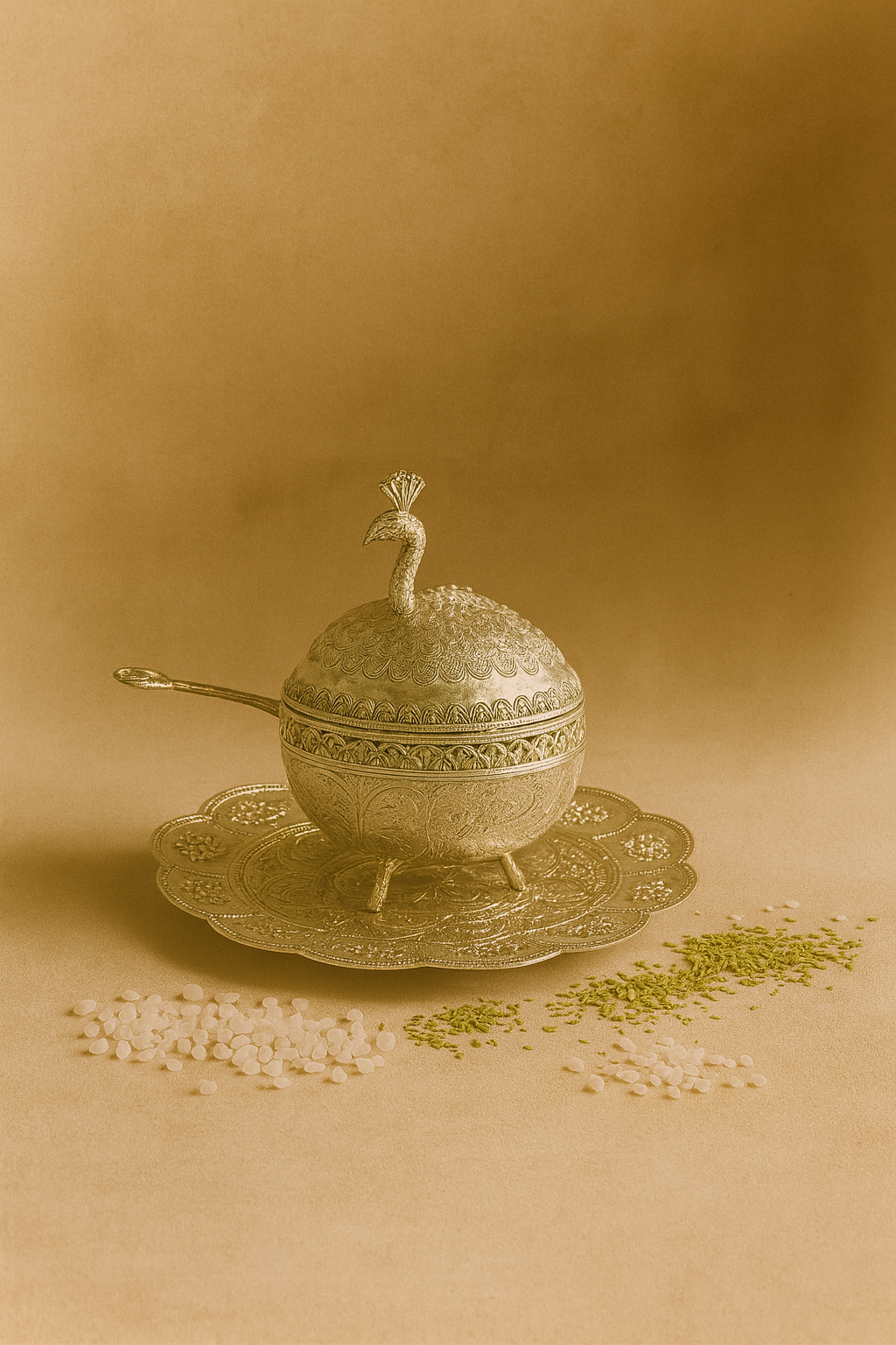 Peacock Mukhwass Pot With Tray