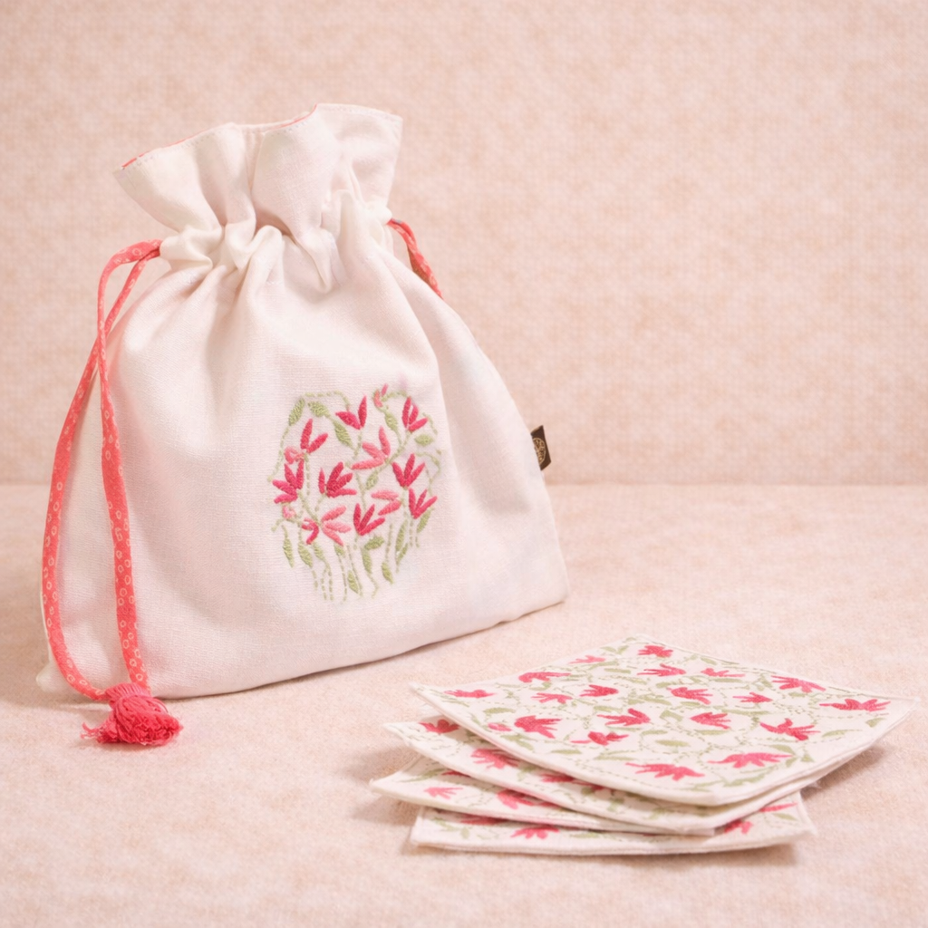 Hand Embroidered Coaster (Set of 6)