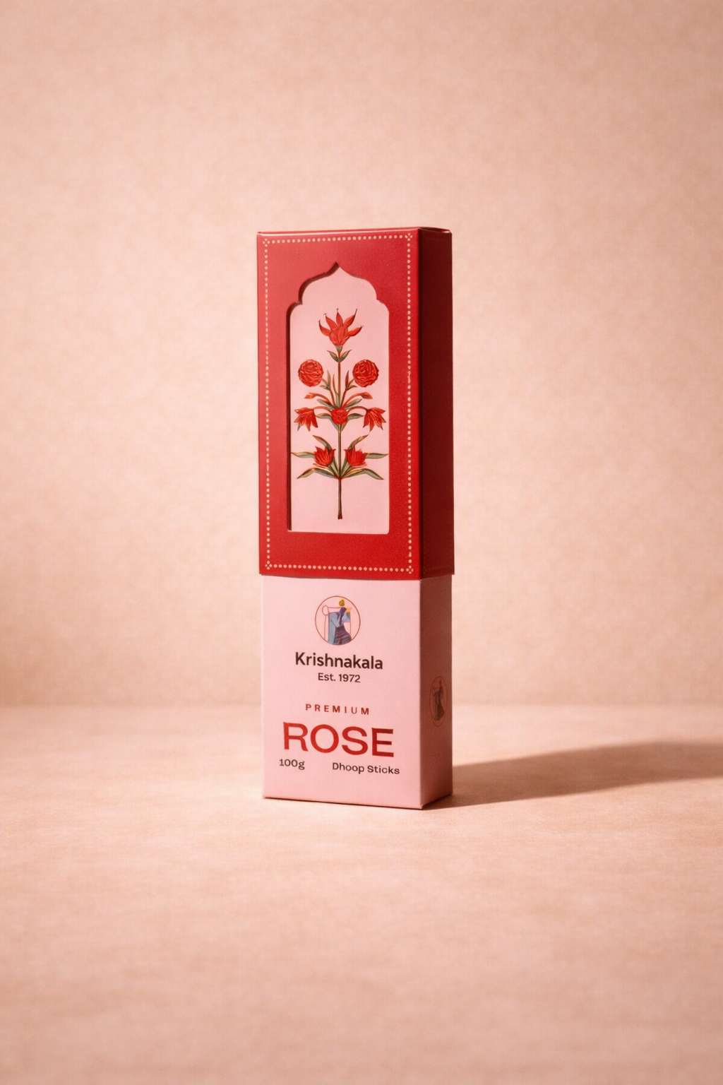  Rose incense stick box on a beige background
